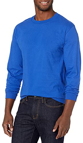 Hanes Men's Beefy Long Sleeve Shirt, Deep Royal, S