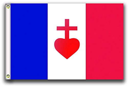 MCPACE France Coeur Sacré Les Drapeaux Banner 3x5ft-90x150cm 100% Polyester,Utilisé à l'intérieur et à l'extérieur