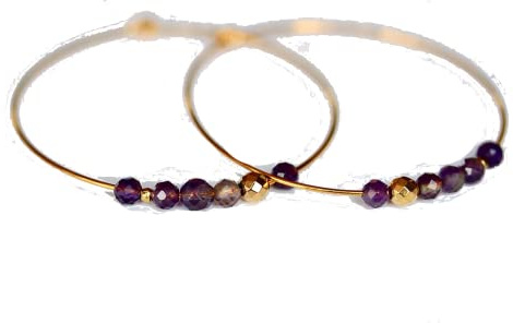 Goldfarbene Ohrringe - Creole Amethyst/Geschenk für Sie/Edelstein Ohrringe/besonderes Geschenk/Party Creolen/Amethyst Ohrring