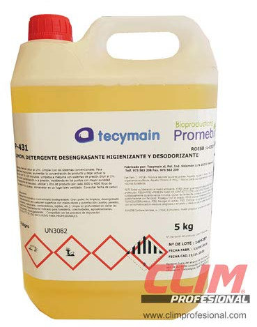 Limpiador concentrado multiusos biológico enzimático con aroma a limón. 5 litros. Alto poder desengrasante desincrustante y desodorizante y válido para utilización en multisuperficies