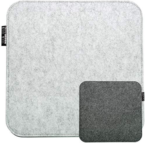 DuneDesign Filz Sitzkissen Eckig 35x35cm Stuhlkissen Sitzauflage 8mm Hellgrau Grau