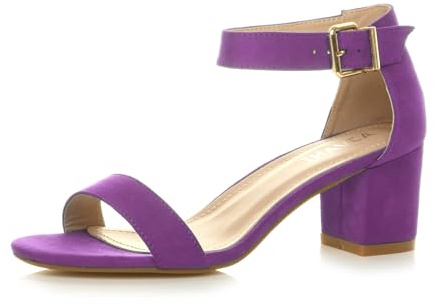 AJVANI Womens ladies low mid block heel peep toe buckle ankle strap party strappy sandals shoes size