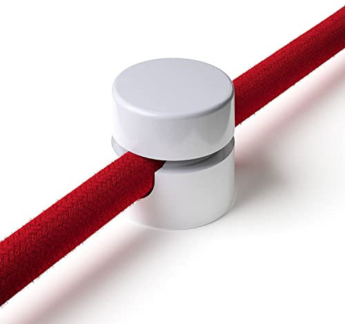 10x Stück - Zweiteilige Affenschaukel für Textilkabel, Aufputz-Kabelhalter für Lampe, Weiß