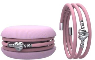 Too Late Macaron Bracciale Charm Macaron Donna in Caucciù con Simbolo, Charm Cuore Stella Quadrifoglio, Confezione Pasticcino - Made in Italy