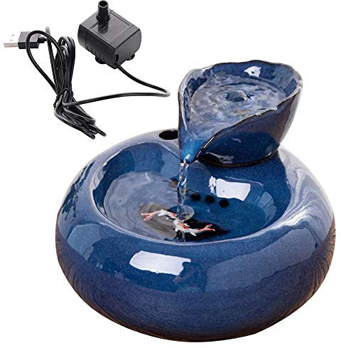TopHGC Fontaine à eau pour animal domestique - Fontaine à eau en céramique ultra silencieuse - Distributeur d'eau pour chat et petit chien - USB