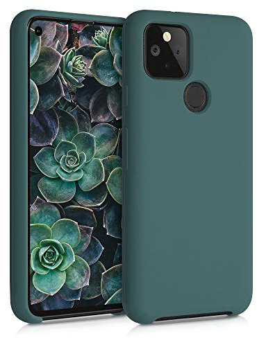 kwmobile Hülle kompatibel mit Google Pixel 5 Hülle - Silikon Handy Case - Handyhülle weiche Oberfläche - kabelloses Laden - Blaugrün