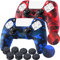 YoRHa Studded Drucken Silikon Hülle Abdeckungs Haut Kasten für PS5 Controller x 2 (Rot+Blau) Mit Pro Aufsätze Thumb Grips x 10