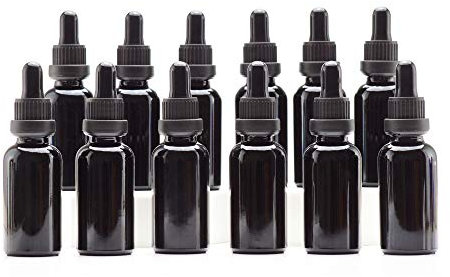 YIZHAO Flacon Compte Gouttes 30ml, Noir Flacon Huile Essentielle Vide avec Pipette Verre, pour Huile Essentielle, Aromathérapie, Laboratoire, Massage, Cosmétique, Voyage - 24 Pcs