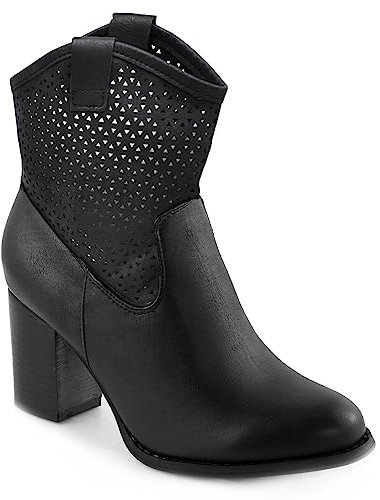 Toocool Stivali Donna Stivaletti Tronchetti Traforati Estivi Tacco Comodo G633 [41,Nero]