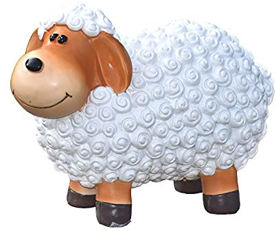 Geschenkestadl Gartenfigur Schaf wetterfest 23 cm hoch Tier Figur (Natur)