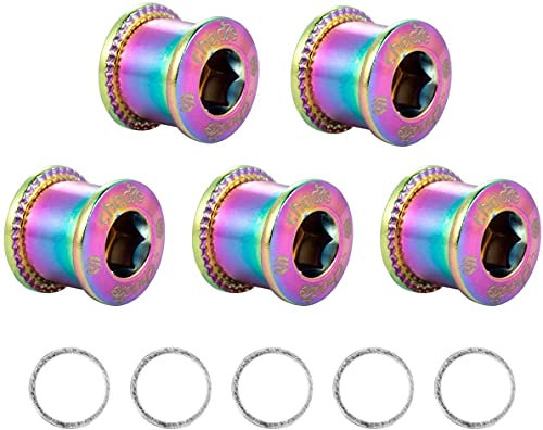 Chooee Einzel-/Doppel-Fahrrad-Kettenblattschrauben, M8 Fahrrad-Kettenblattschrauben und Muttern für MTB/Mountainbike/Rennrad, Regenbogen