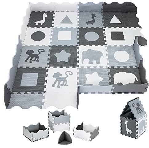Moby-System Puzzlematte für Babys - Krabbelmatte & Krabbeldecke, 150 x 150 cm, schadstofffreie Spielmatte für Jungen & Mädchen, geruchlos, wasserdicht, extragroß