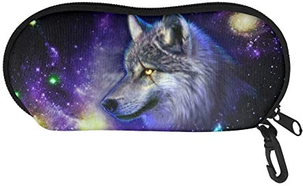 Jeiento Brillenetui für Damen und Herren, weiches Neopren, mit Reißverschluss, wolf, L