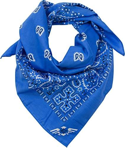 fashionchimp XXL Nicki-Halstuch aus 100% Baumwolle, 70x70 cm, Unisex Bandana, Halstuch, extra groß (Paisley-Tintenblau)