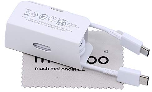 USB-C Ladekabel 25W 1m für Samsung Galaxy S22 S22 Plus mit mungoo Tuch | USB-C, 25W, 1m, Weiß, für Galaxy S22/S22 Plus/S22 Ultra/A12s/A13 4G/A33 5G/A53 5G/Tab A8/Tab S8 (Plus, mit mungoo Tuch