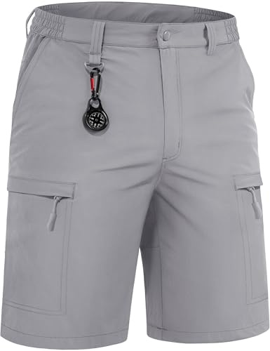 TACVASEN Men's Cargo Work Shorts Outdoor Stretch Hiking Walking Shorts with Zip Pockets