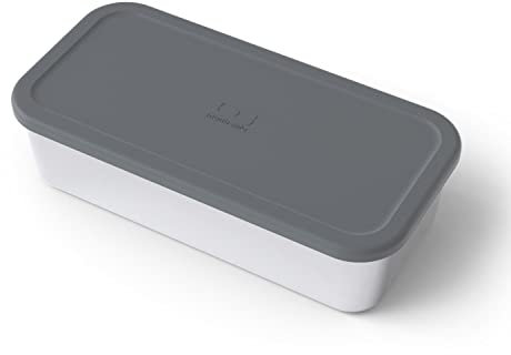MONBENTO - MB Side Large - Große Box Edelstahlfach mit hermetischem Deckel - Herausnehmbare Edelstahlbox für elektrische beheizbare Lunchboxen - Ideal für die Arbeit/Büro - Langlebig und sicher - Grau