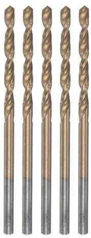 sourcing map 5pcs Twist Drill Bits 2.5mm Titanium Coated (HSS-E) M42 High Speed Steel 8% Cobalt Straight Shank for Stainless Steel Aluminum Alloy Metal