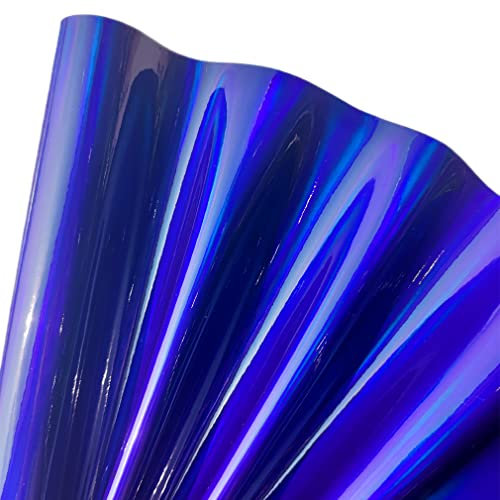 XHT Holoschimmer Kunstleder, 30 x 135cm Schillernder Multicolor-Metallic Leder Stoff für Taschen, Schlüsselanhänger, Königsblau