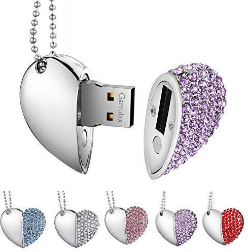 GARRULAX Chiavetta USB, 32 GB, a forma di cuore, ad alta velocità, USB 3.0, memoria flash disk pendrive (viola)