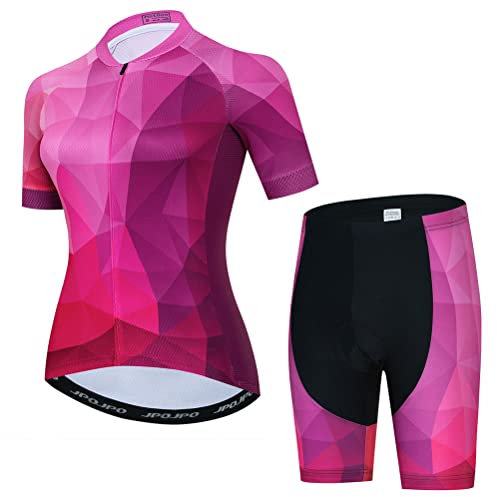Damen-Fahrradtrikot-Set, Sommer-Kurzarm, Mountainbike-Shirt und Shorts, Set für MTB-Anzug, Fahrradbekleidung, T2007-1, XS