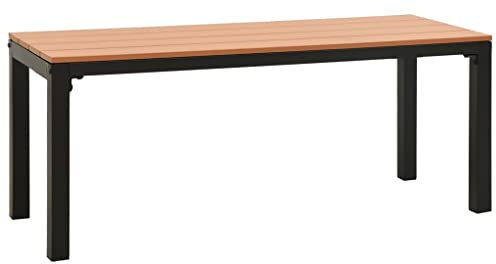 vidaXL Gartenbank Witterungsbeständig Sitzbank Parkbank Gartenmöbel Bank Balkonbank Terrassenbank Terrasse Garten Outdoor 110cm Stahl WPC Braun Schwarz