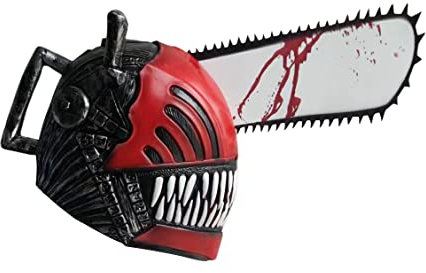BaronHong Máscara de hombre de motosierra, disfraz de asesino de demonios, máscara de látex Denji para fiesta de Halloween, disfraz de cosplay (A, M)