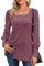 Aokosor Ladies Jumpers Womens Long Sleeve Tops Lightweight Tunic Square Neck Button Tops Fuchsia Size 14-16