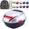 NUACOS Topcase für Roller Heckbox Universelle Motorrad Top Case Hinterhelm Aufbewahrungskoffer 28L AbschließBar Motorradkoffer mit RüCkenlehne und Platte für Moped Mofa,Grau,41.5 * 37 * 27.5cm