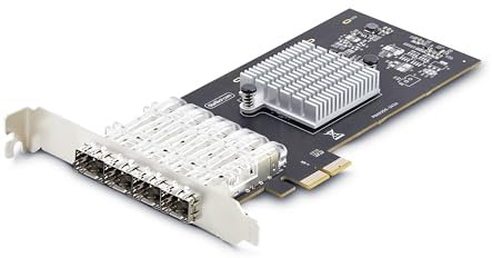 StarTech.com Tarjeta PCIe 2.1x2 (Comp x4, x8 y x16) de Red de Fibra Óptica/Cobre Ethernet 1Gb SFP de 4 Puertos - I350-AM4