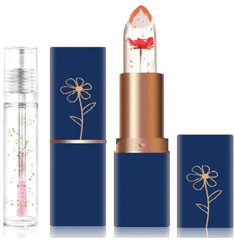 2 PCS Flower Jelly Lippenstift Set Magic Temperature Farbwechsel Lippenbalsam Langanhaltende Feuchtigkeitscreme Aloe Vera Flower Jelly Lippenstift Set #3