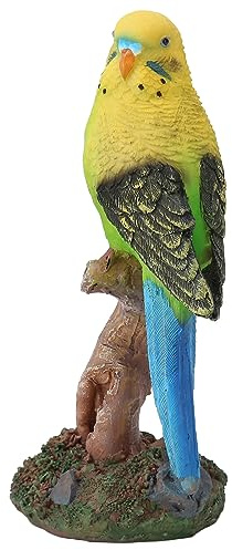 Exquisites Sittich-Ornament aus Kunstharz, Dekorative Sittich-Figur für Wohnzimmer, Schreibtisch und Garten. Lebendige und Lebensechte Vogelskulptur