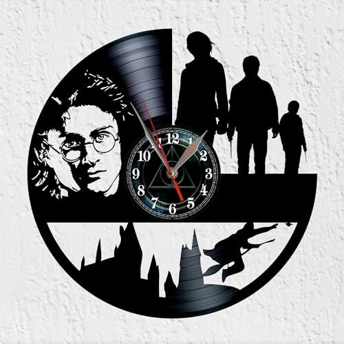 VINY WOODY Junge Zauberer Schallplattenuhr aus Vinyl, Fantasie, Magie Abenteuer, Wanddekoration