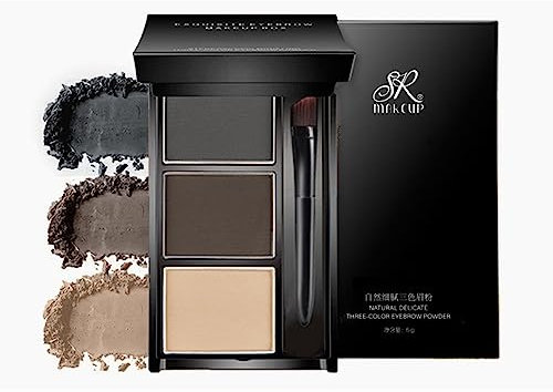 Timipoo Augenbrauenpuder Dreifarbig Augenbraue Make-up Set Augenbraue Füller Augenbraue Füller für natürliche Augenbrauen Modellierung (03# Hautfarbe, Braun, Grau-Schwarz)