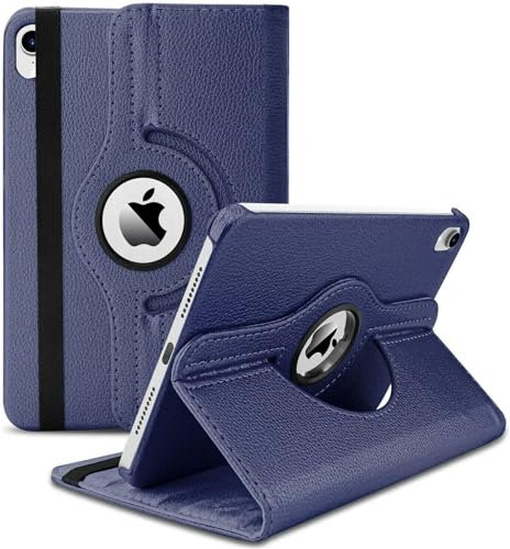 World biz Custodia rotante per iPad di 10a generazione (2022) da 10,9 pollici – Custodia a libro in pelle con rotazione a 360 gradi, custodia protettiva con supporto e accensione automatica (blu navy)