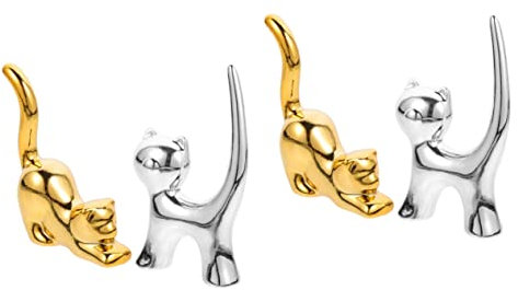Ciieeo 4 Stück Halter Für Katzenringe Schmuckständer Mädchen Schmuck Ring Katzenständer Ring-präsentationsständer Für Katze Fräulein Die Katze Hase Keramik