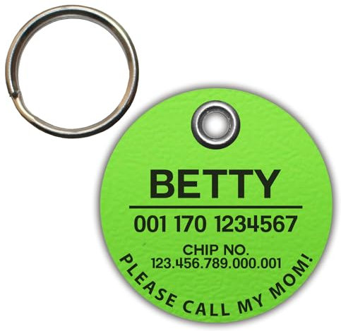 DOG TAG/HUNDEMARKE - aus Biothane - grün (apfelgrün) - v1 - rund - Ø 3,4 cm