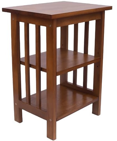 Kemtpase Eiche Beistelltisch 3 Ebenen Nachttisch Nachtschrank Tischbeine Sofatisch Couchtisch für Schlafzimmer und Wohnzimmer, 40x30x54cm