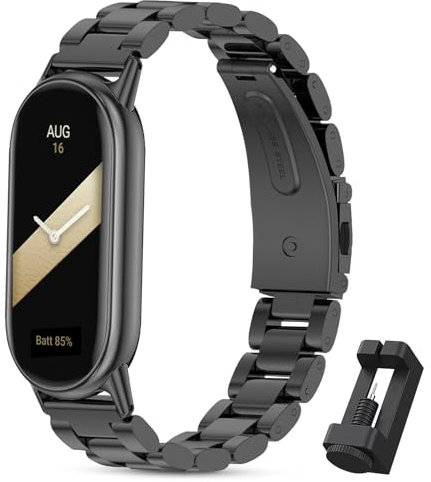 Xisair Armband Kompatibel mit Xiaomi Band 10/9 / 8 Edelstahl Metall Ersatzband für Miband 8/9/10 Armband Schnellverschluss, Wasserdicht, Atmungsaktiv, Männer, Frauen