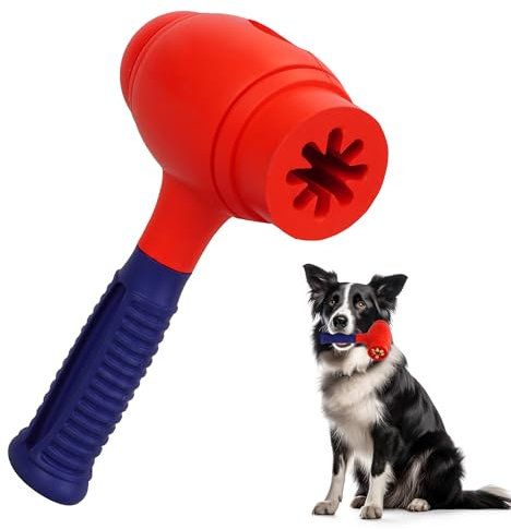 LapDog Hammer Hundespielzeug für aggressive Kauer, unzerstörbares Hundekauspielzeug für mittelgroße bis extra große Hunde, robustes Hunde-Puzzle-Spielzeug, Leckerli-Dosierung, langlebiges