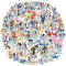 Aufkleber Sticker Kinder, 100 Stück Aufkleber Set Gelb Blau Braun, für Bulk-Aufkleber für Scrapbooking, Lehrer, Kleinkinder, Thema Geburtstag Kinder Geschenk für Kinder und Jugendliche