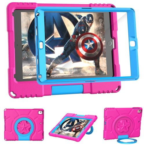 iPad 6th/5th Generation Case Kids for iPad 9.7 Inch 2018/2017, TrendGate Lightweight Shockproof iPad Air 2 Case Built-in Screen Protector with Handle Stand for iPad Air/iPad Air 2/iPad Pro 9.7 - Pink