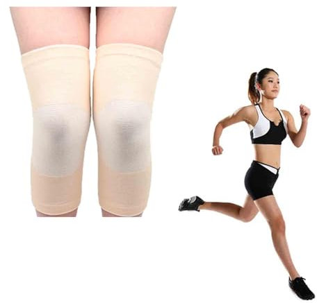 Orgrul 1 paire de genouillères en bambou avec compression, genouillère de compression en bambou, pour femmes et hommes, respirantes et confortables (kaki, XXL)