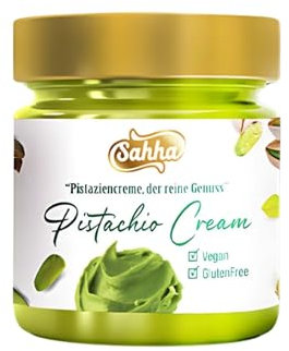 Sahha Crema naturale Pistachio, senza glutine, senza coloranti, vegano e nutriente, 30% pistacchio 200 g, deliziosa, sana e nutriente crema per pipacchi per colazione