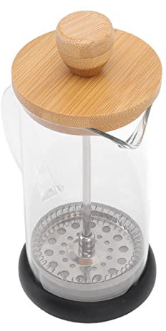 Eatbuy Prensa de café francesa, cafetera de prensa francesa, olla de 350 ml, filtro de preparación manual de borosilicato con cubierta de bambú resistente al calor