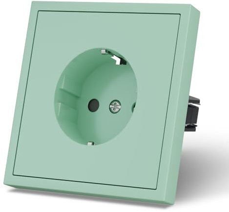 MVAVA Prise Schuko standard européenne, 1 compartiment, prise encastrée, prise 80 mm x 80 mm, installation facile, 3 fils nécessaires, vert