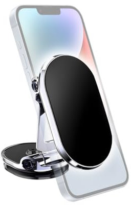 JNNJ Handyhalterung Auto Magnet Handy Halterung, Magnetisch Handy Halterung Auto Kompatibel, Faltbar Magnetischer Handyhalter Auto, Drehung Universal Klappbarer Autotelefonhalter Autozubehör(Silber)