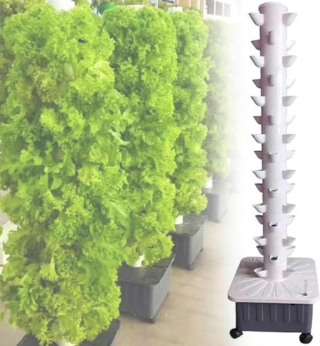 Aquaponik-System, 15-stöckiges Hydrokultur-Turmset mit 45 Löchern, Hydrokultur-Anbausystem für Gewächshäuser, Turm mit Pumpe und beweglichem Wassertank, Obst und Gemüse, geeignet für den Inn