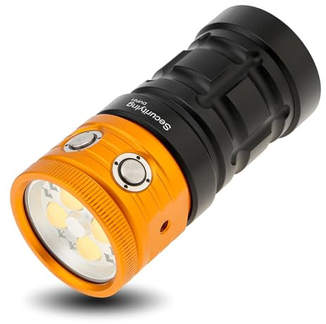 SecurityIng Antorcha de buceo, DF15 de 25000 lúmenes, linterna de video subacuática de 100 m, linterna de buceo con linterna impermeable recargable para fotografía y videografía subacuática (DVF01)