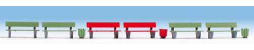 Benches (6) and Litter Bins (3) Accessory Set